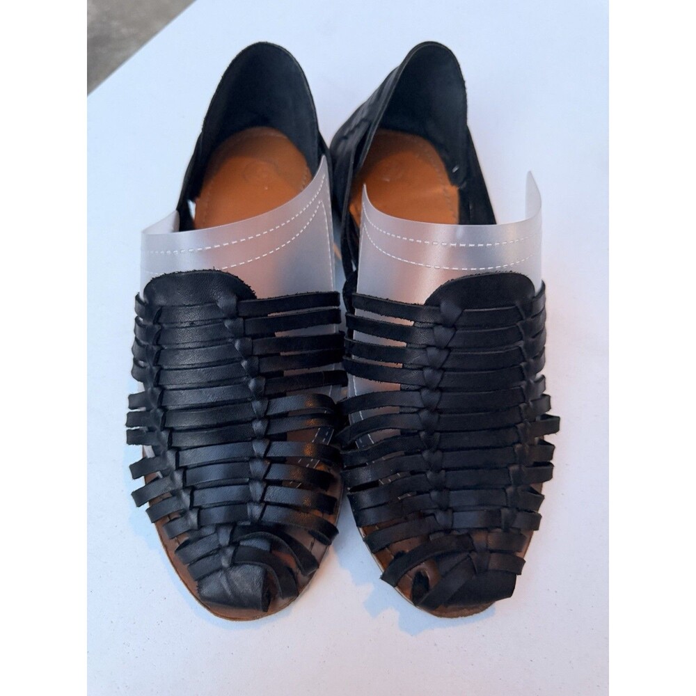 Black Leather Huarache Sandals  8 Women’s